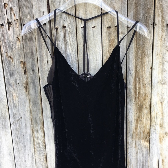 NWT Splendid Slip Cami Dress Crushed Velvet Black - Picture 5 of 13